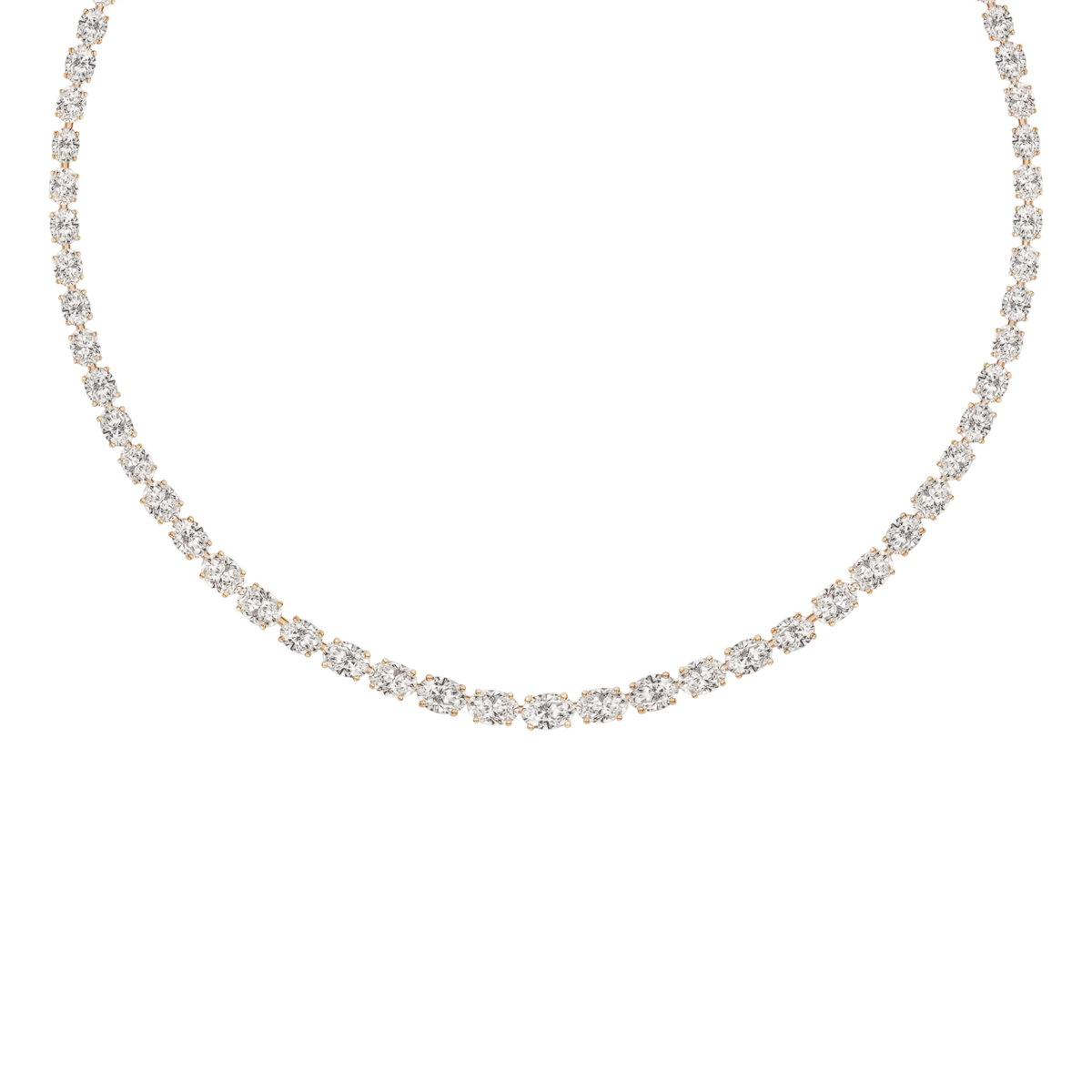 East-West Oval Graduated Tennis Necklace