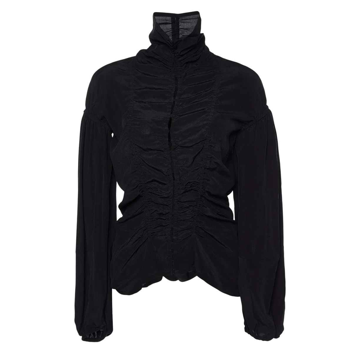 Black Silk Ruched Shirt
