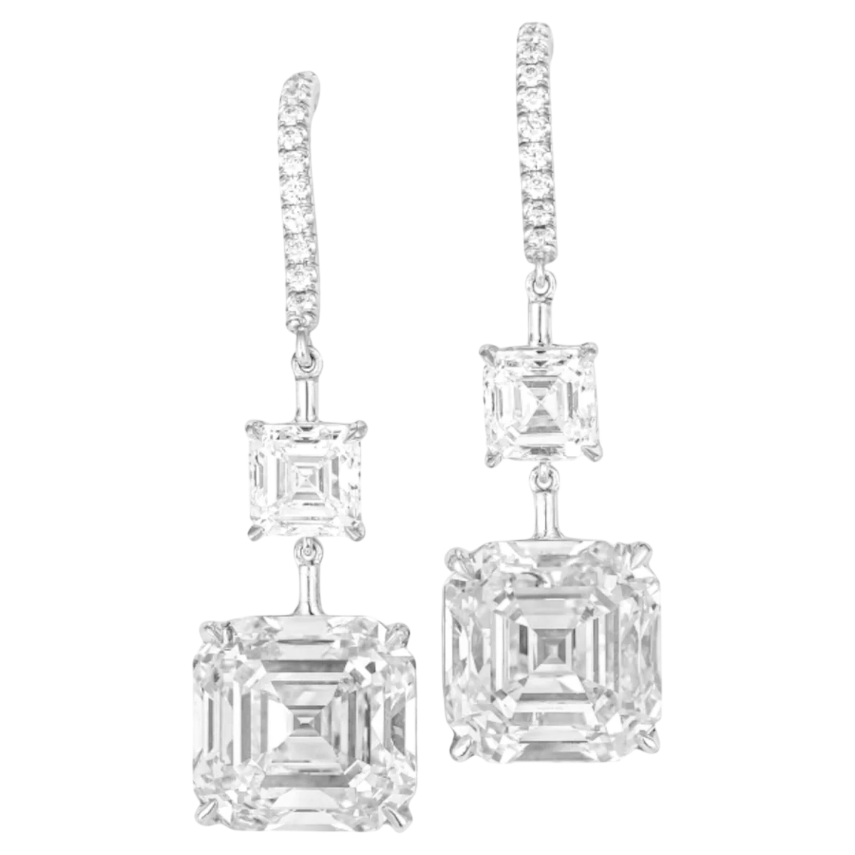 Gia Certified 11.40 Carat Asscher Cut Diamond Dangle Earrings