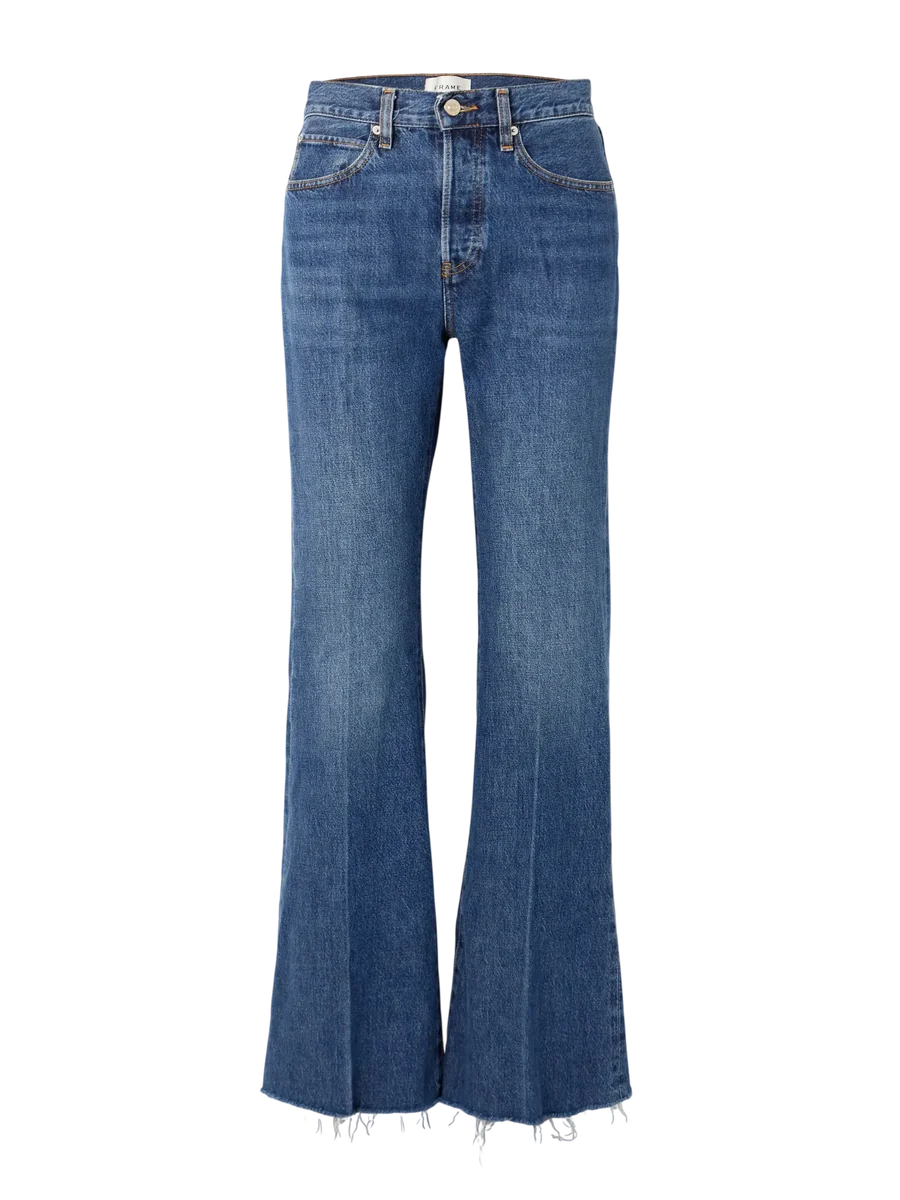 The Lax Distressed Mid-Rise Flared Jeans