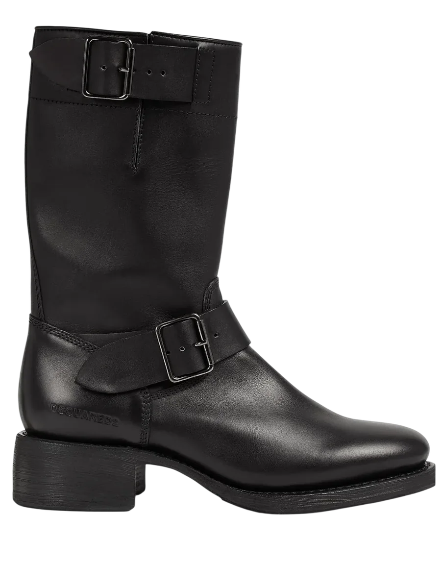 Logo-Debossed Leather Boots