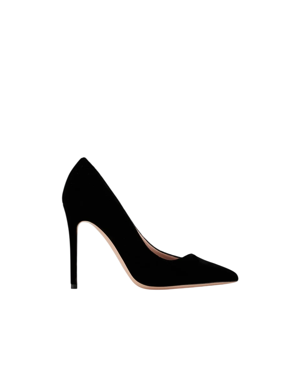 Velvet Court Shoes With An Asymmetric Top Line