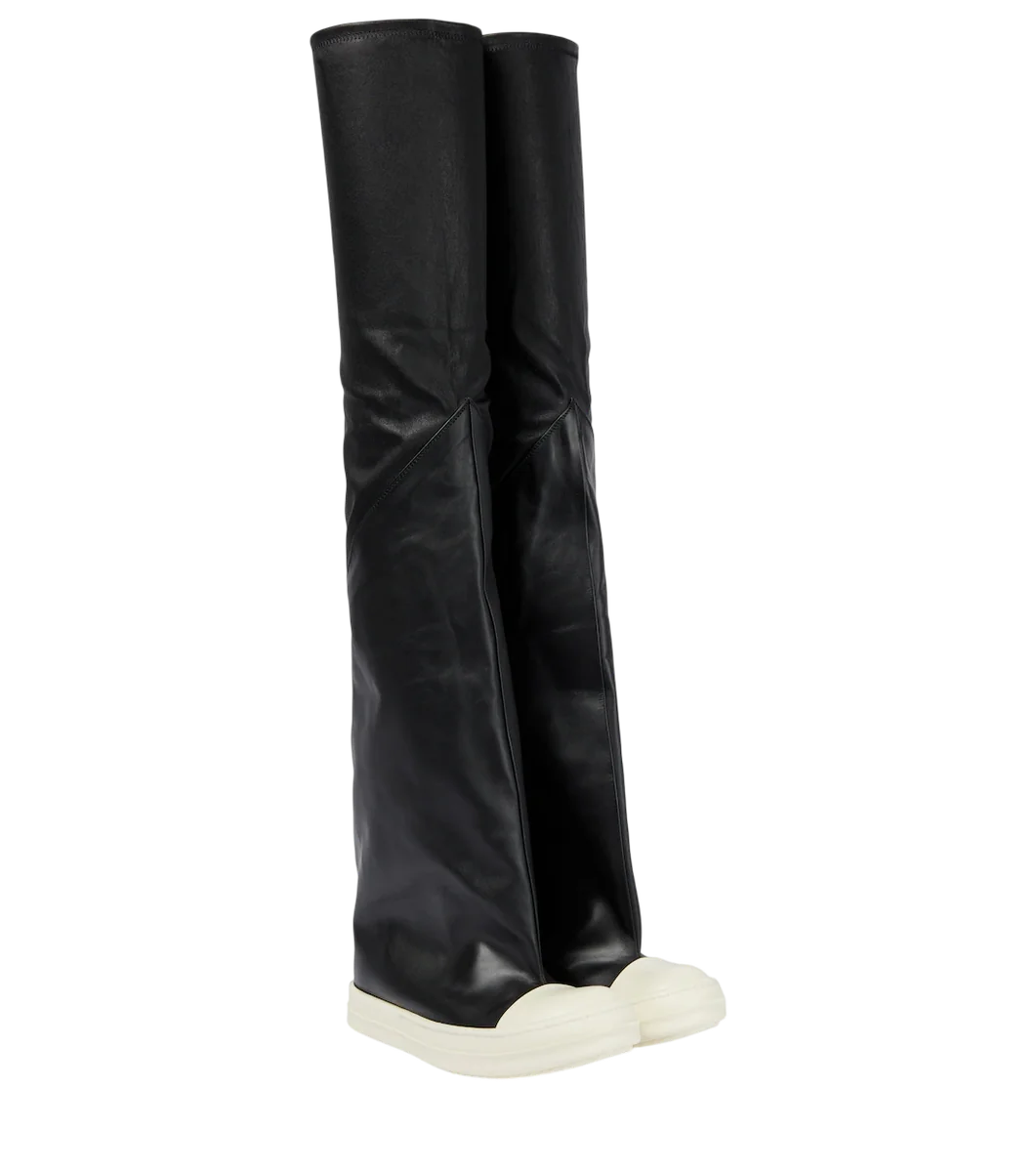 Oblique Leather Over-The-Knee Boots