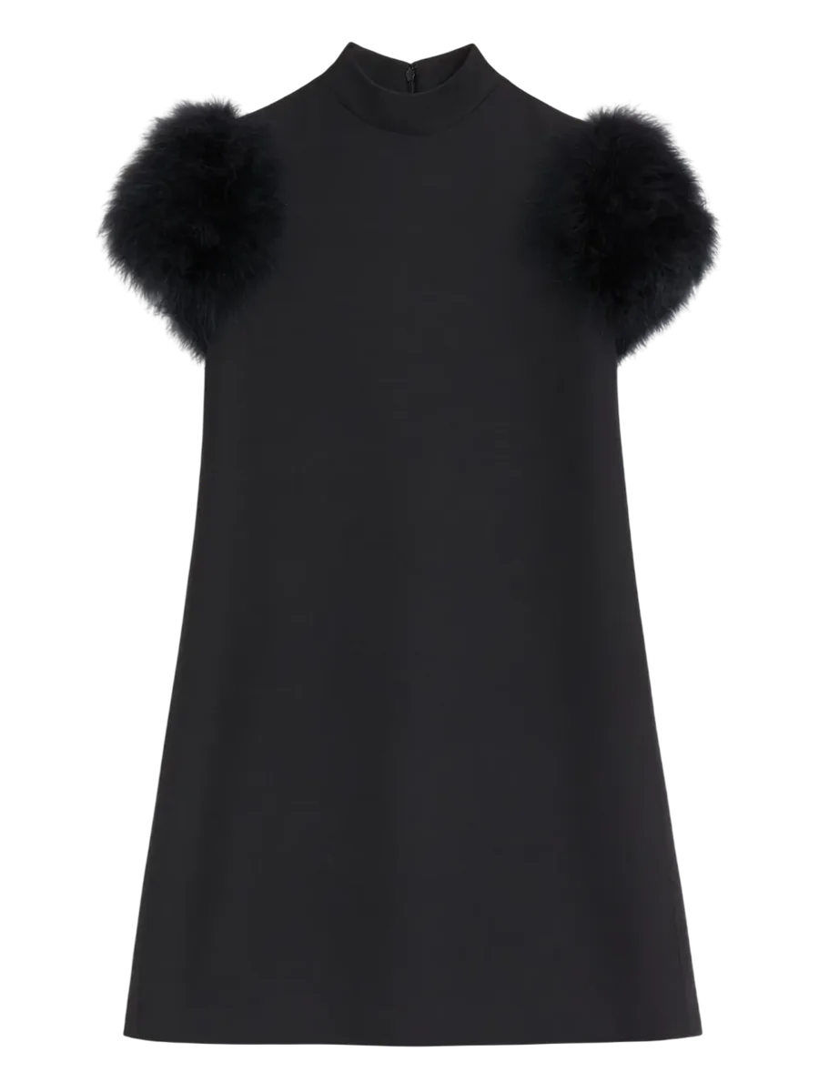 Crepe Couture Feather Mini Dress