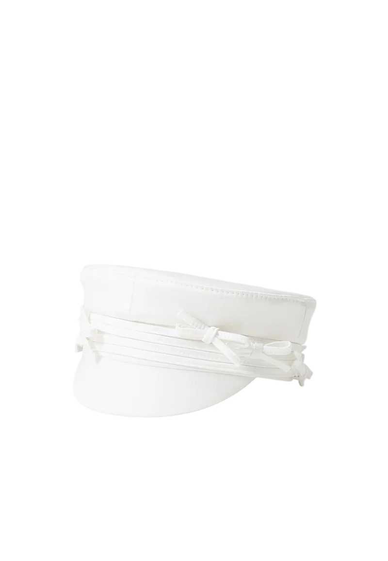 Embellished Bow Tie Baker Boy Cap - Beanie