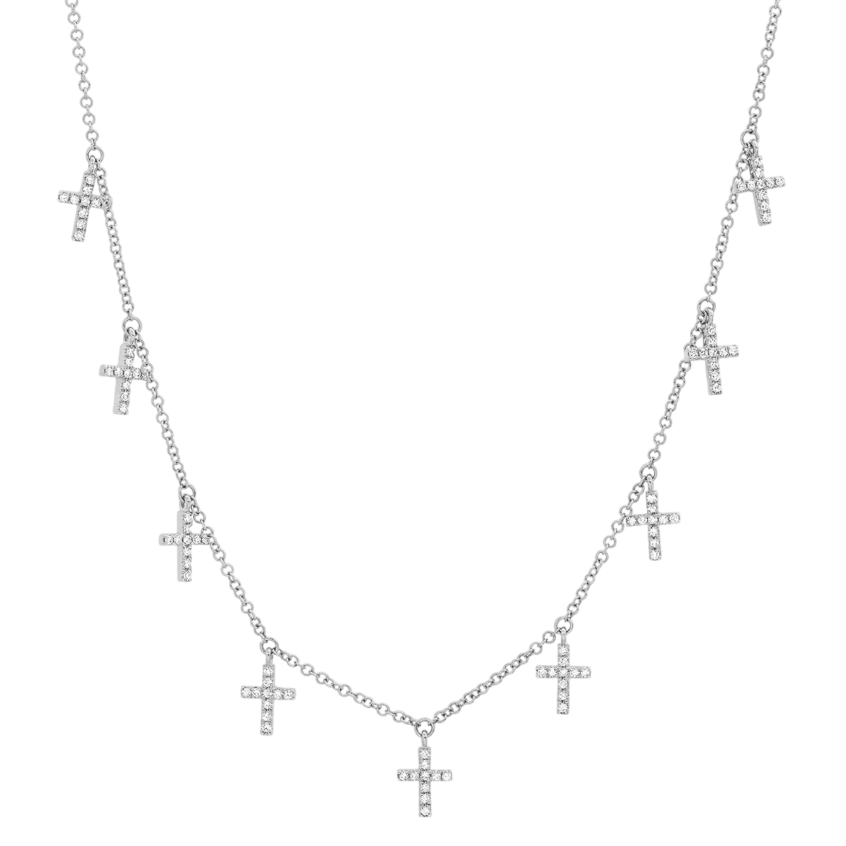Multi Diamond Cross Dangles Necklace