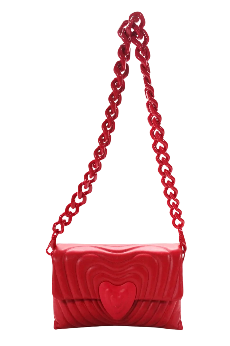 Escada Leather Heart Shoulder Bag Convertable Clutch - Rita Ora
