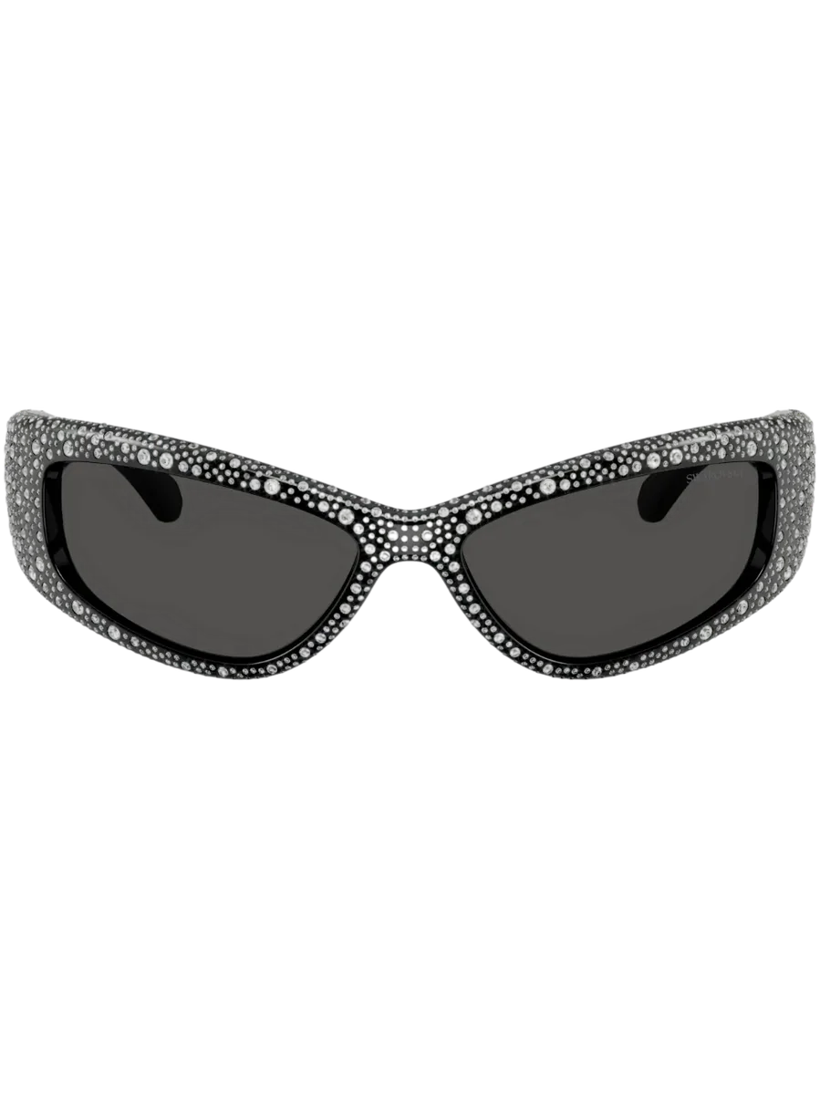 Crystal-Embellished Rectangle Sunglasses
