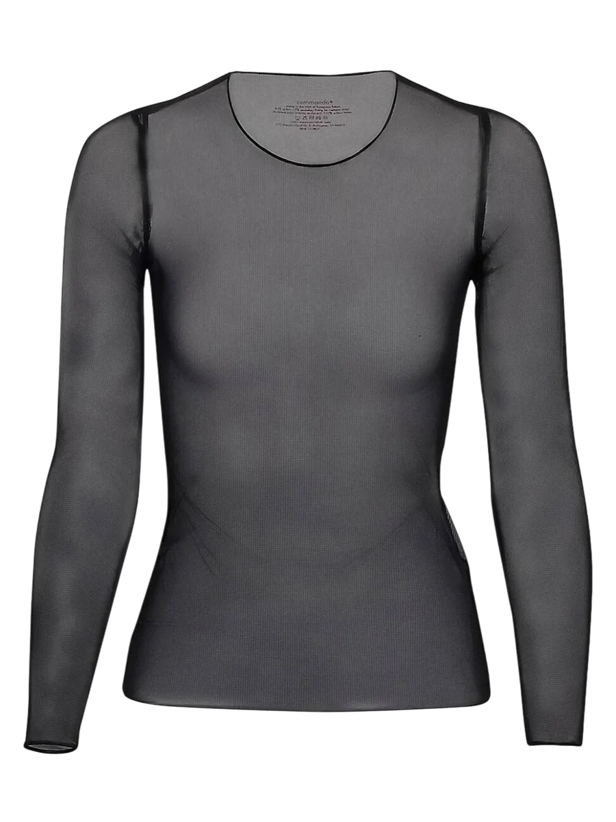 Commando Chic Mesh Long Sleeve Tee in Black