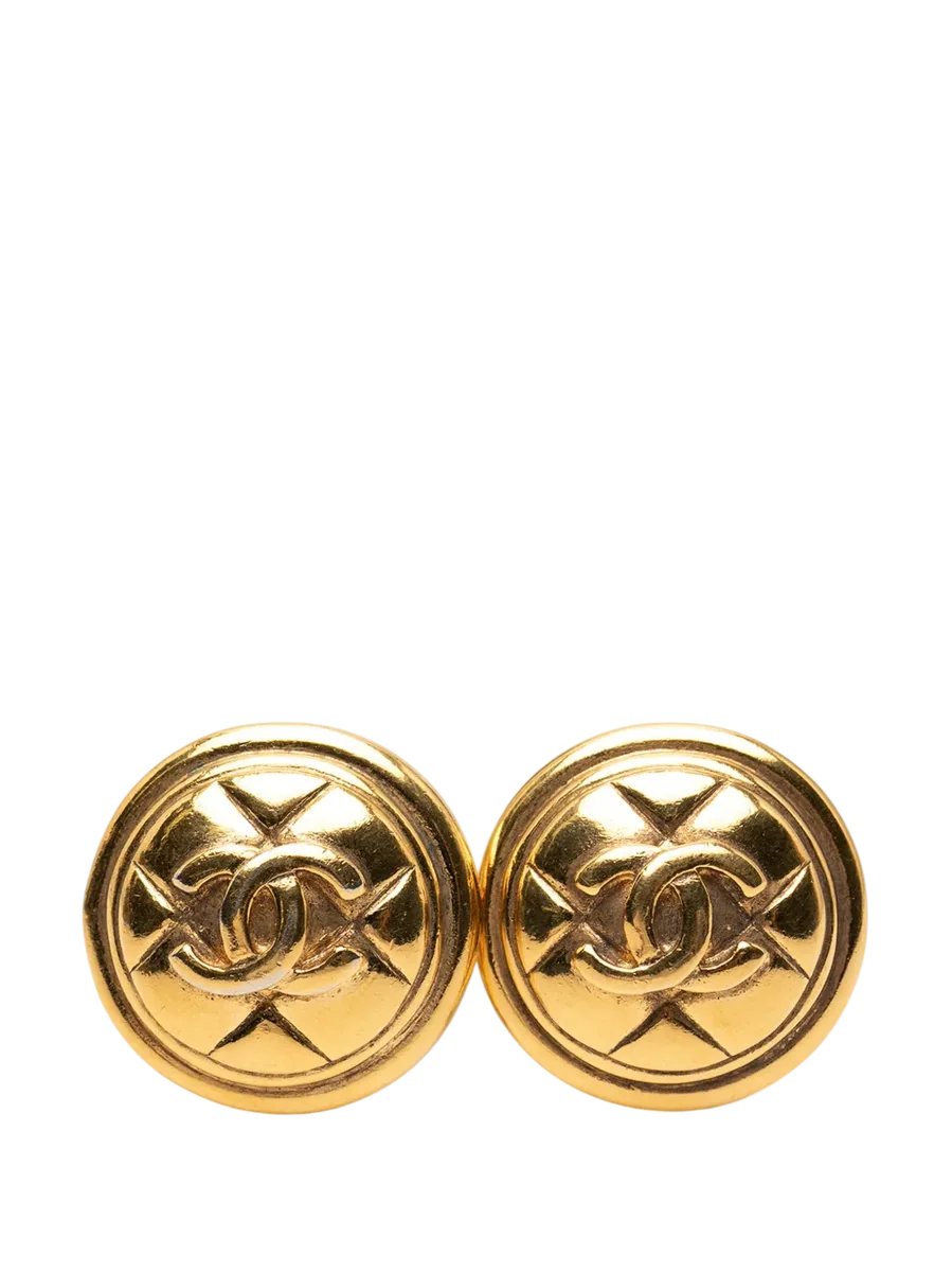 1970-1980 Gold Plated CC Round Clip On Earrings