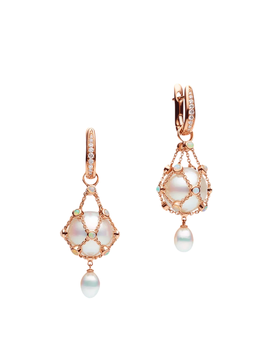 Opal Lavalier Pearl Earrings