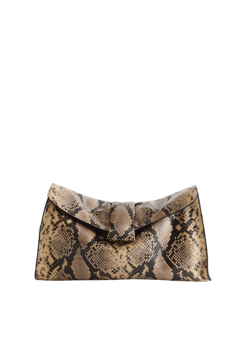 Snake Effect Leather Clutch
