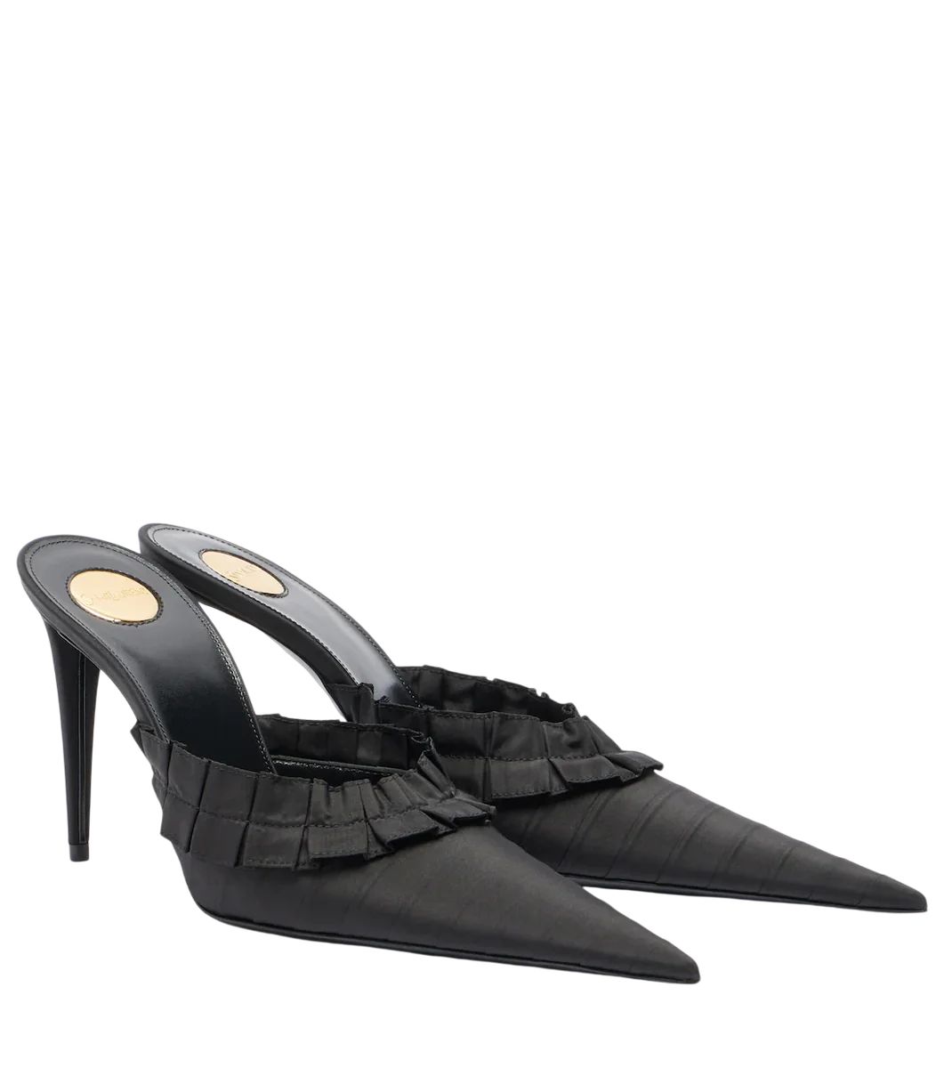 Madeleine Ruffled Taffeta Mules