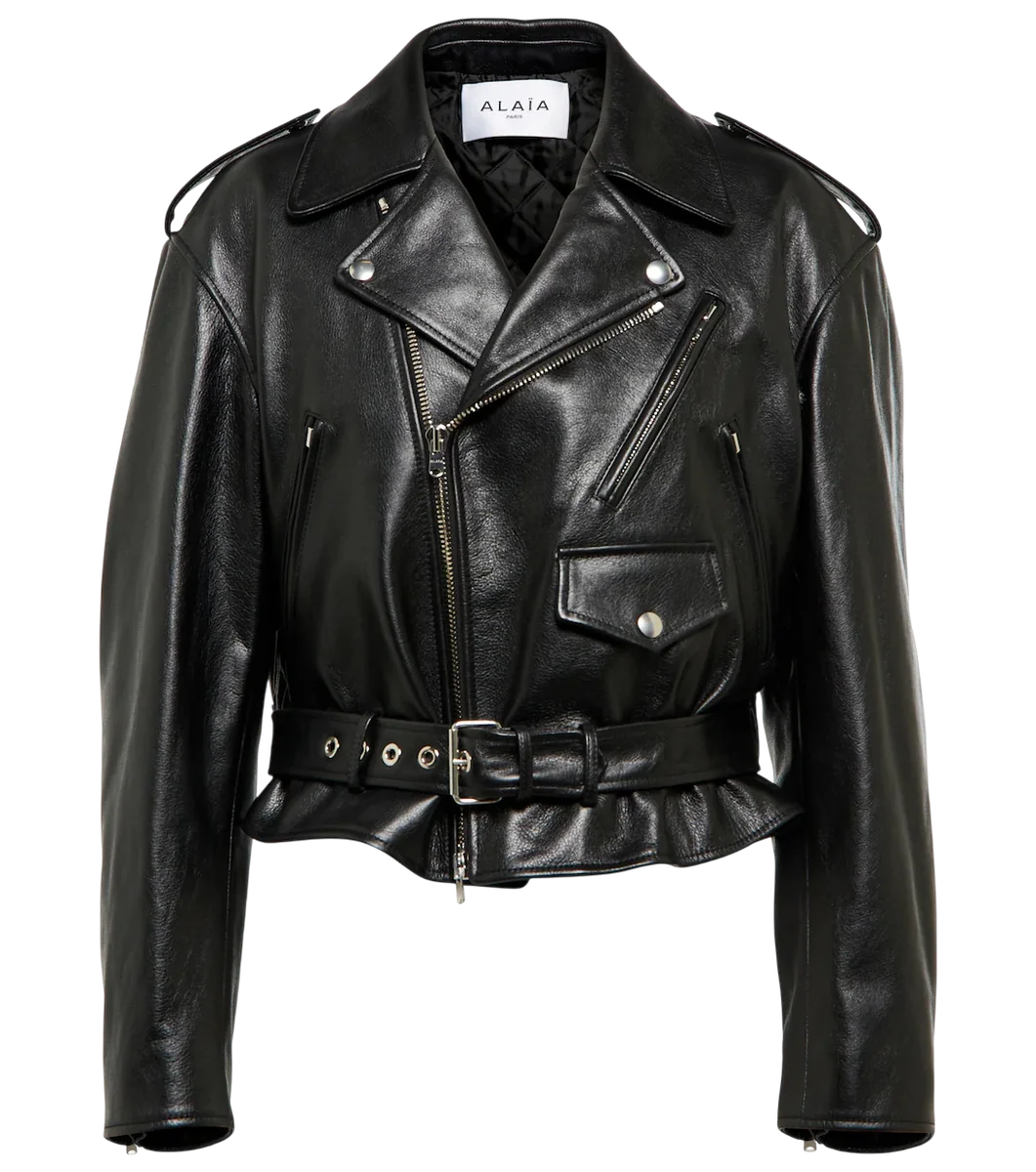 Cropped Leather Biker Jacket