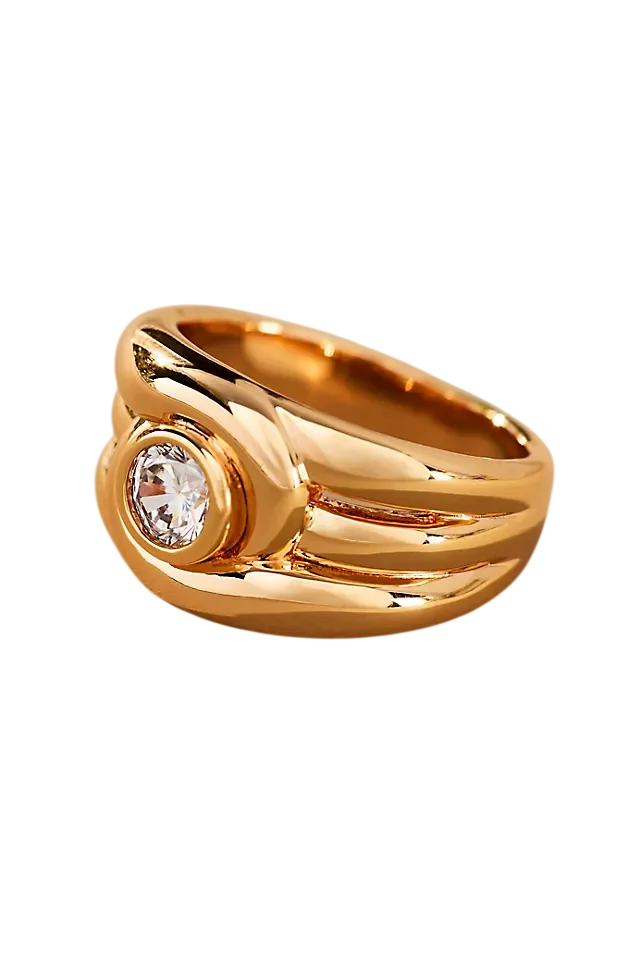 Luv Aj Wave Bezel Ring