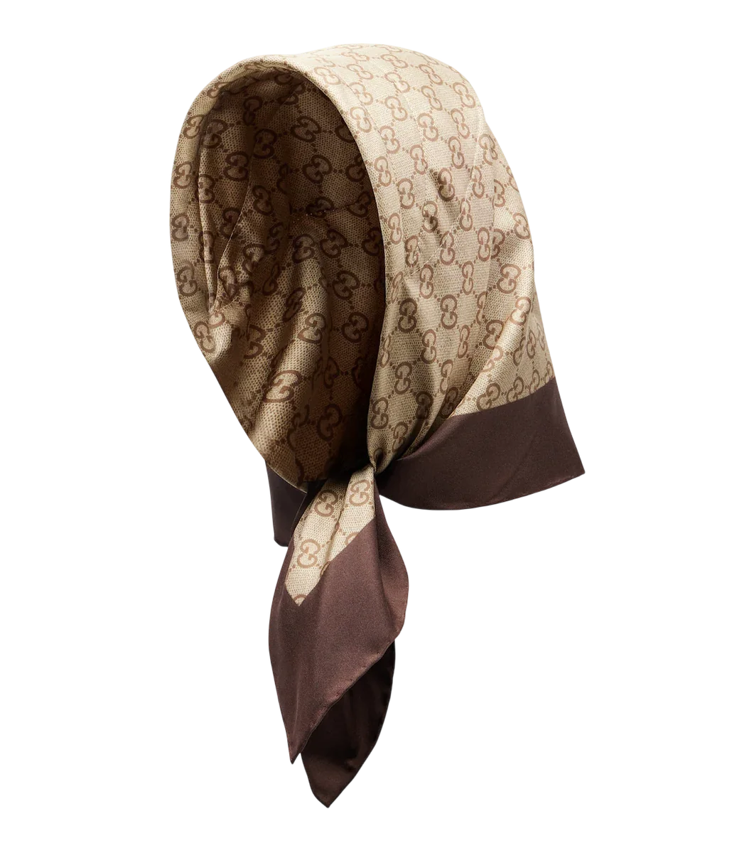 Gg Printed Silk Twill Scarf