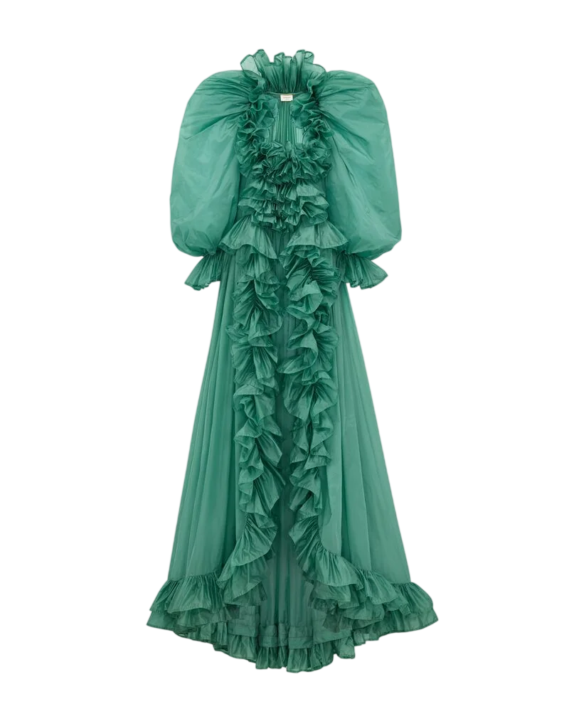 Ruffled Gown In Nylon