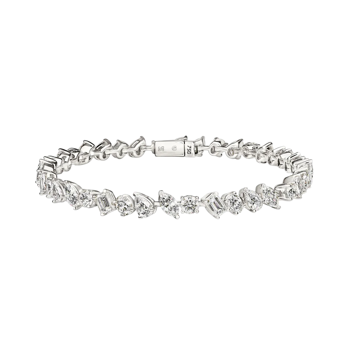Large Multi-Shape Slant Diamond Tennis Bracelet
