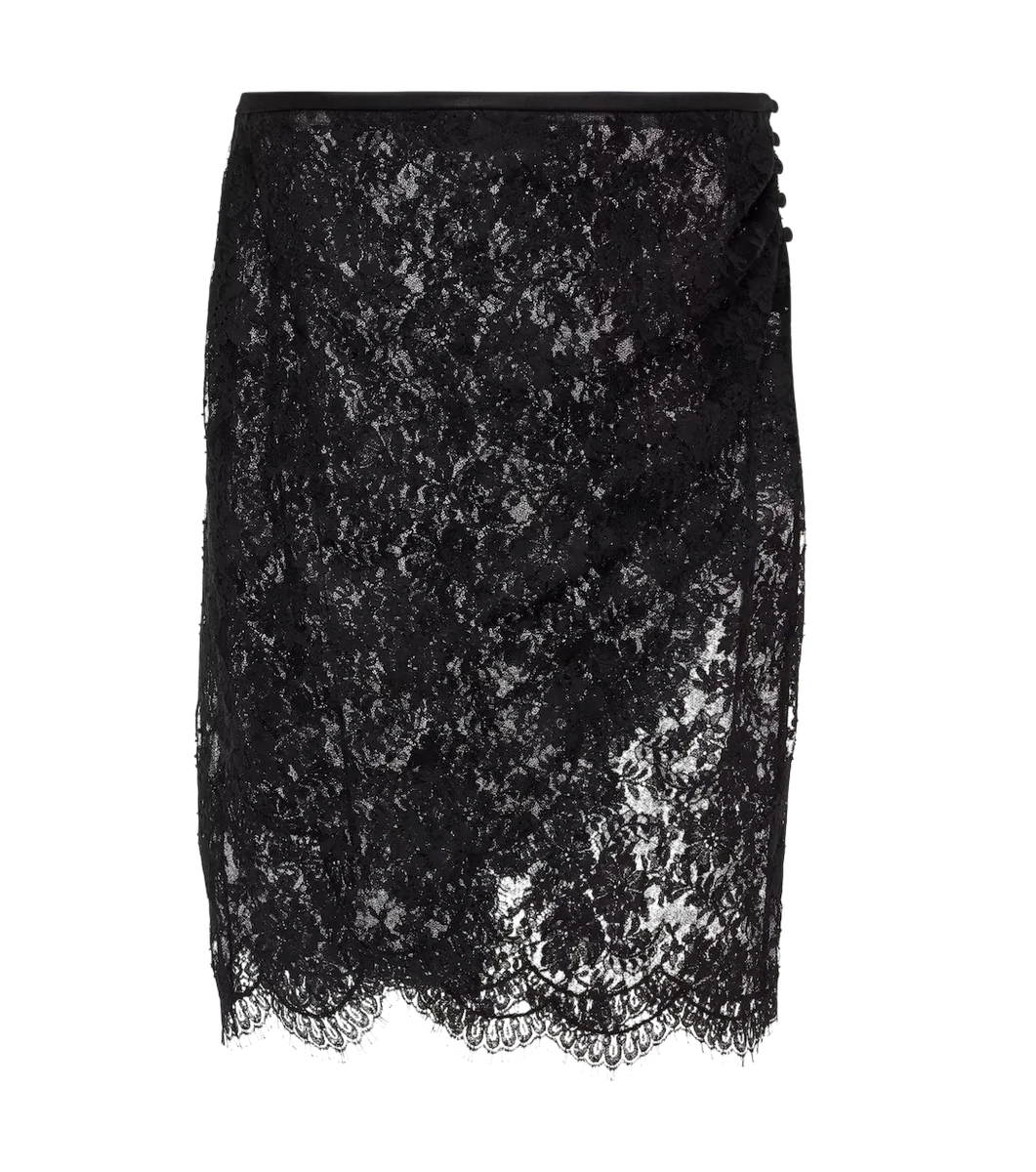 Sheer Cotton-blend Lace Wrap Skirt