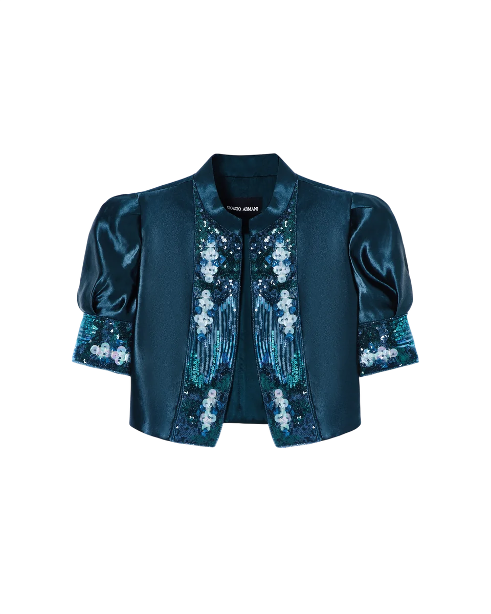 Embroidered Linen and Silk Bolero