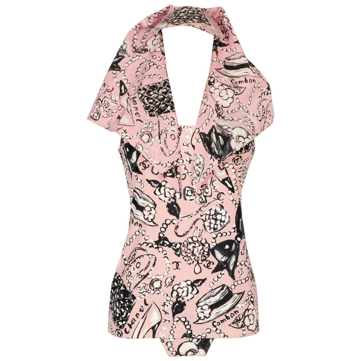 Chanel Swim Set Of Top, Bikini Bottom And Foulard Eyeshade, 1993-1994