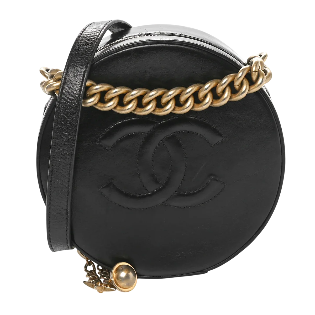 Glazed Calfskin Round As Earth Evening Bag