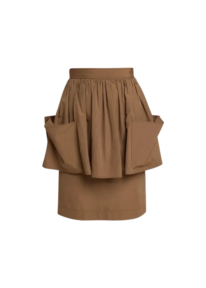 Gathered Cotton Peplum Skirt