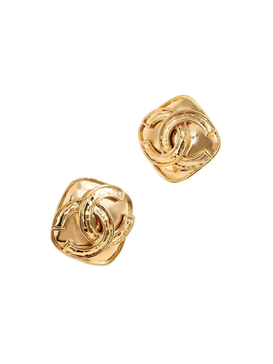 VINTAGE CHANEL Gold-plated clip earrings