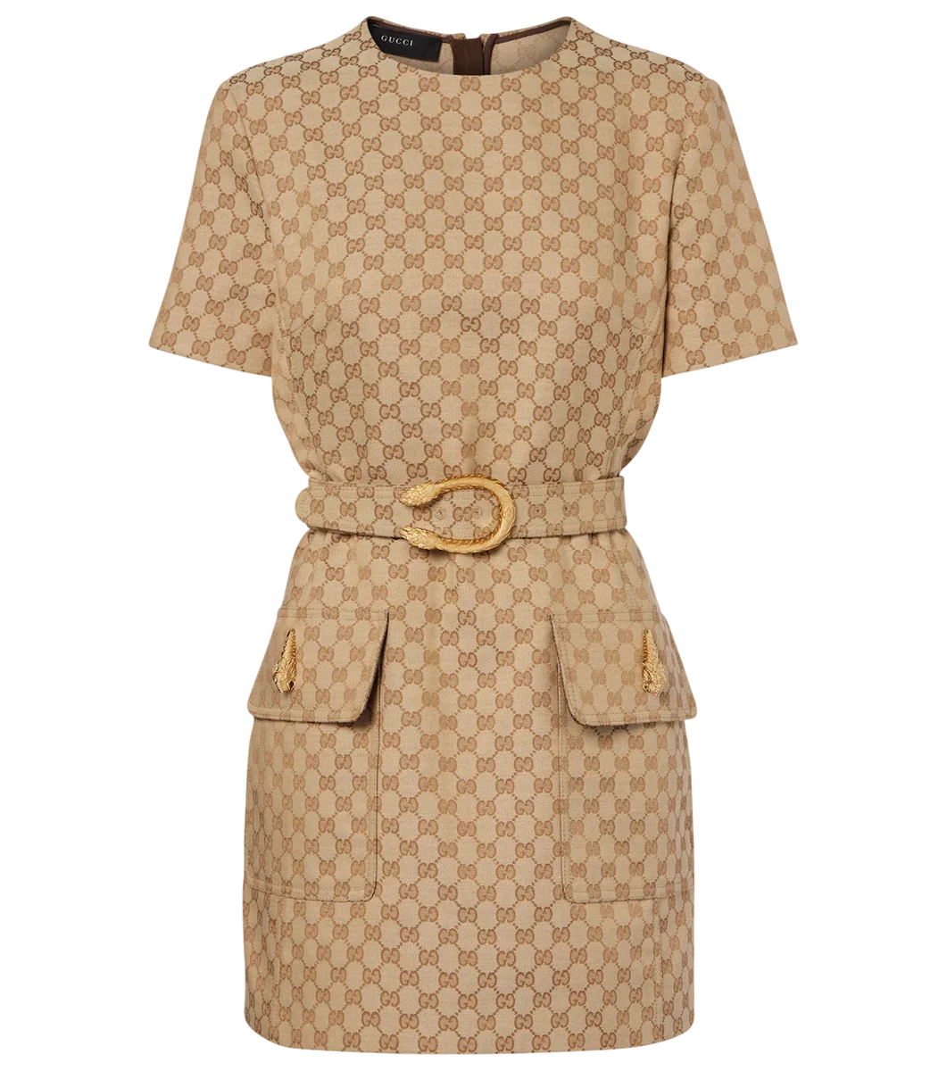 Gg Canvas Belted Minidress