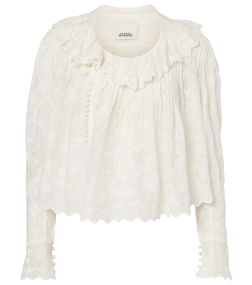 Zelly Embroidered Cotton And Silk Blouse