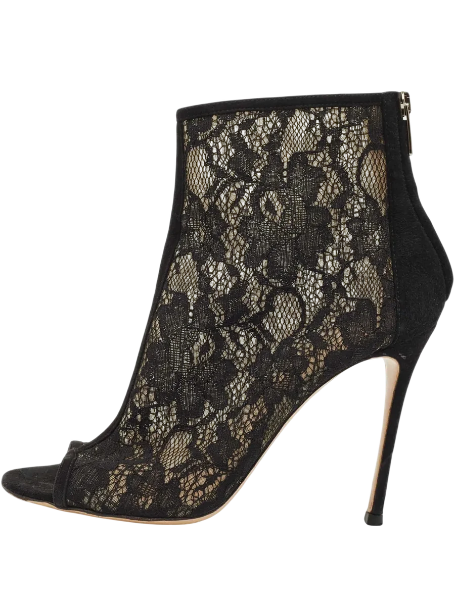 Lace Open-Toe Ankle Boots