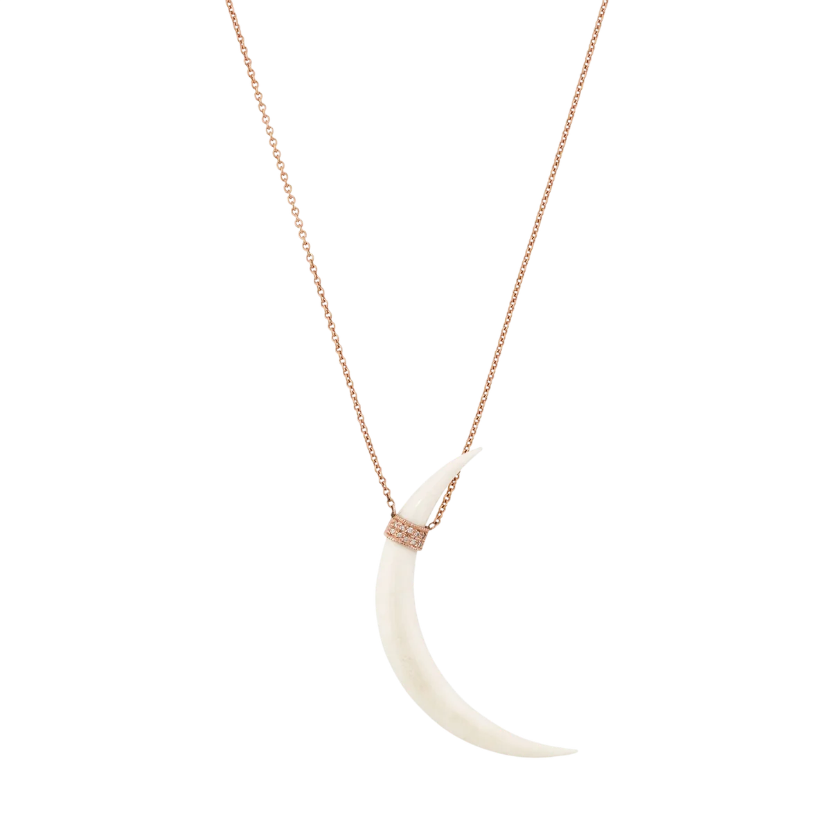 Pave Wide Bone Double Horn Necklace
