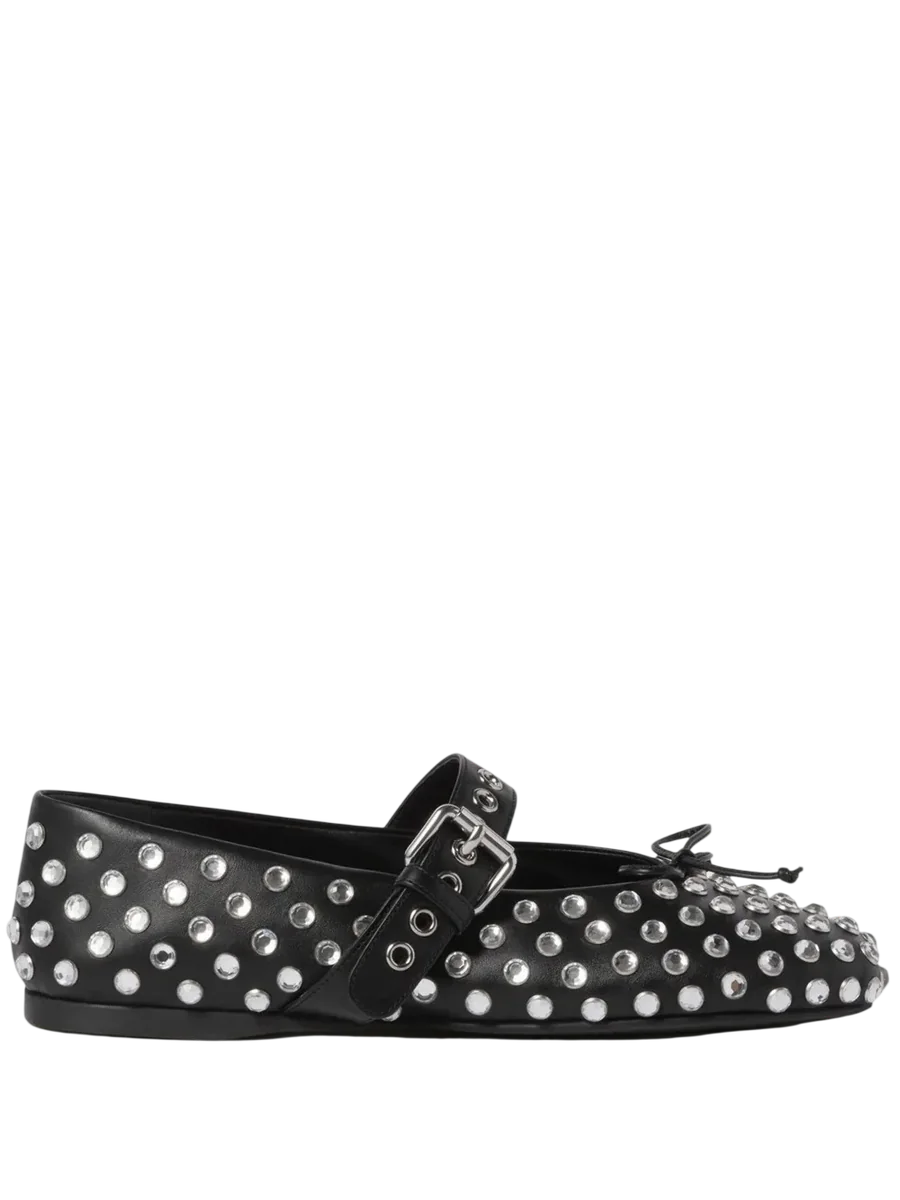 Studded Leather Ballerina Shoes