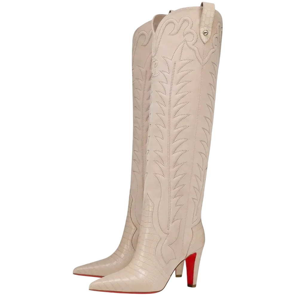 Christian Louboutin Santia Botta 85 Western Knee High Heel Boot