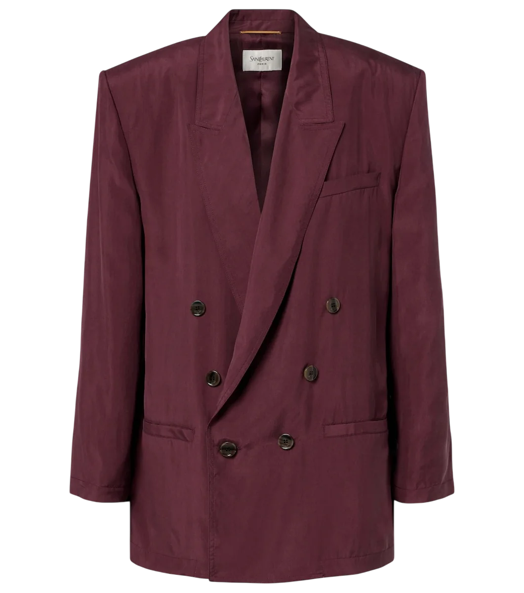 Double-Breasted Silk Blazer