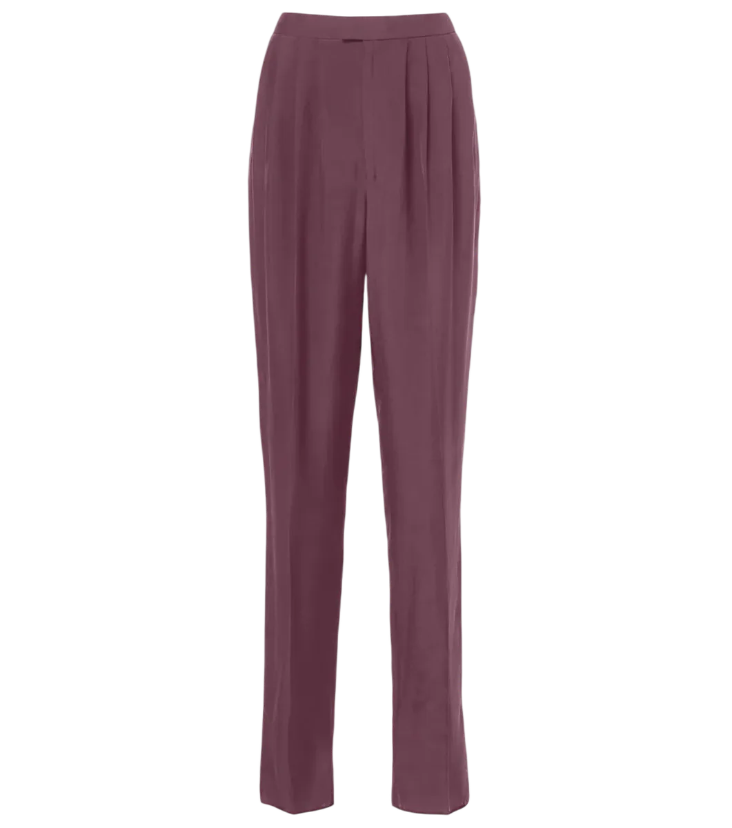 Pleated Silk Straight Pants