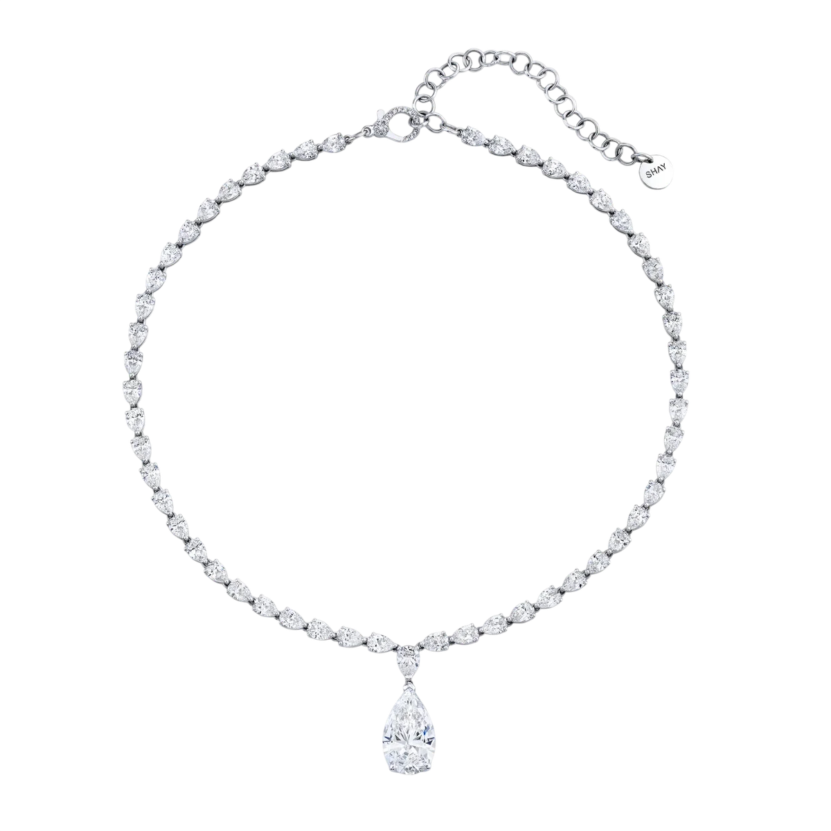 Diamond Teardrop Tennis Necklace