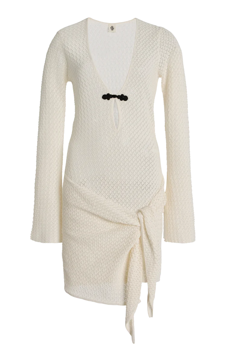 Tanzania Tie-Detailed Pointelle-Knit Organic Cotton Mini Dress