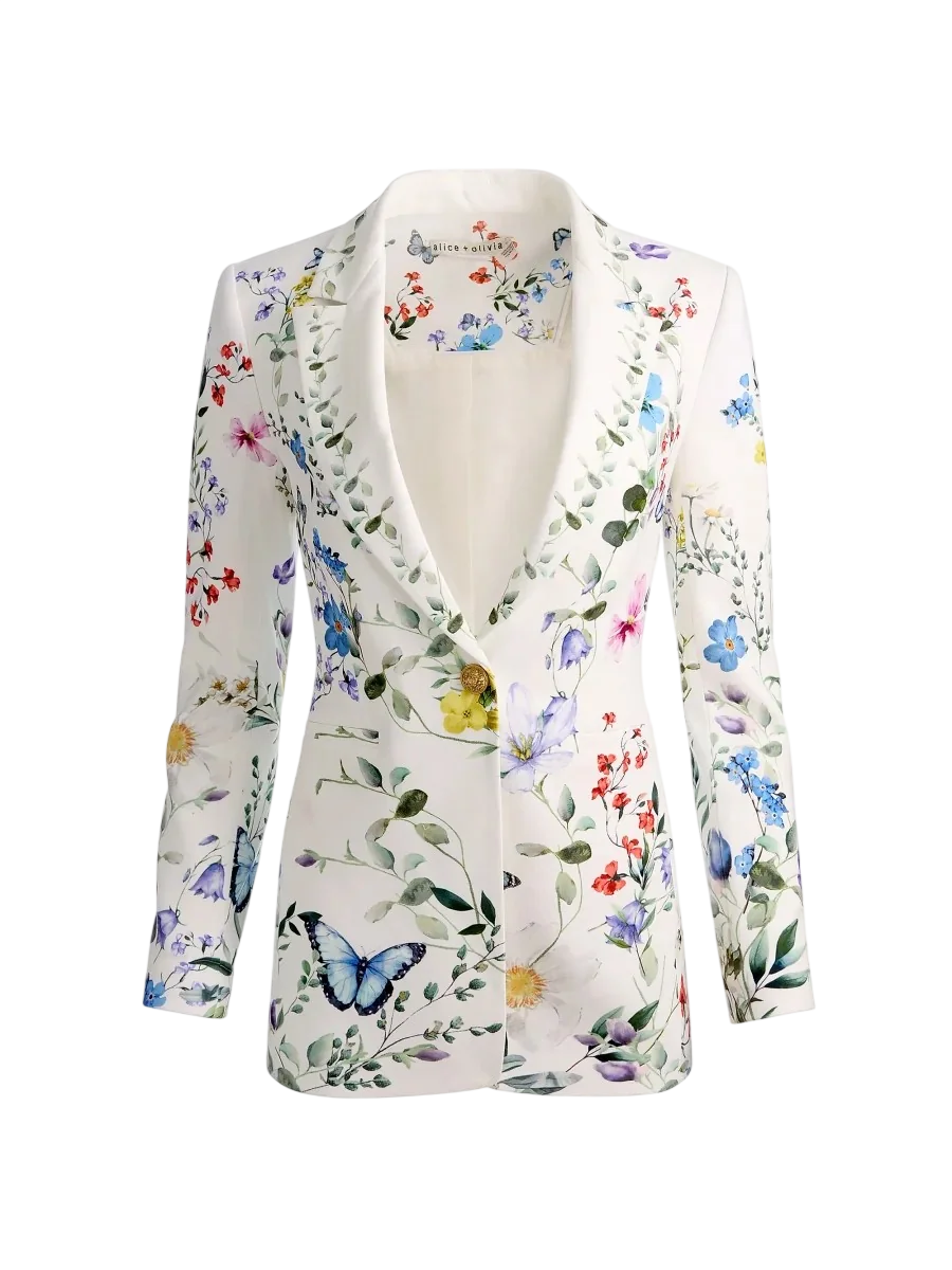 Alice and Olivia Breann Long Fitted Blazer