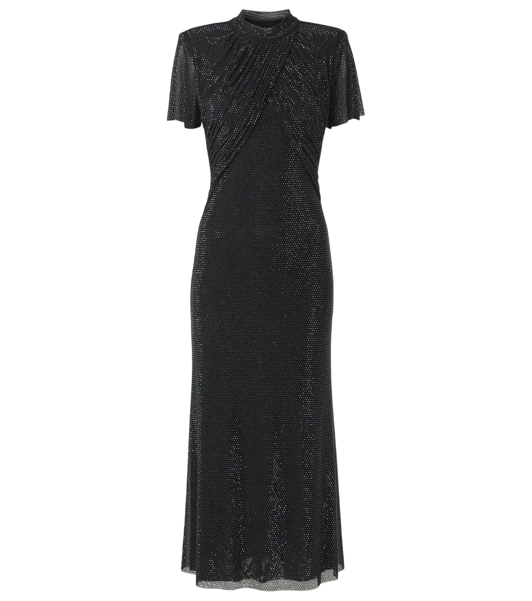Rhinestone-Embellished Midi Dress