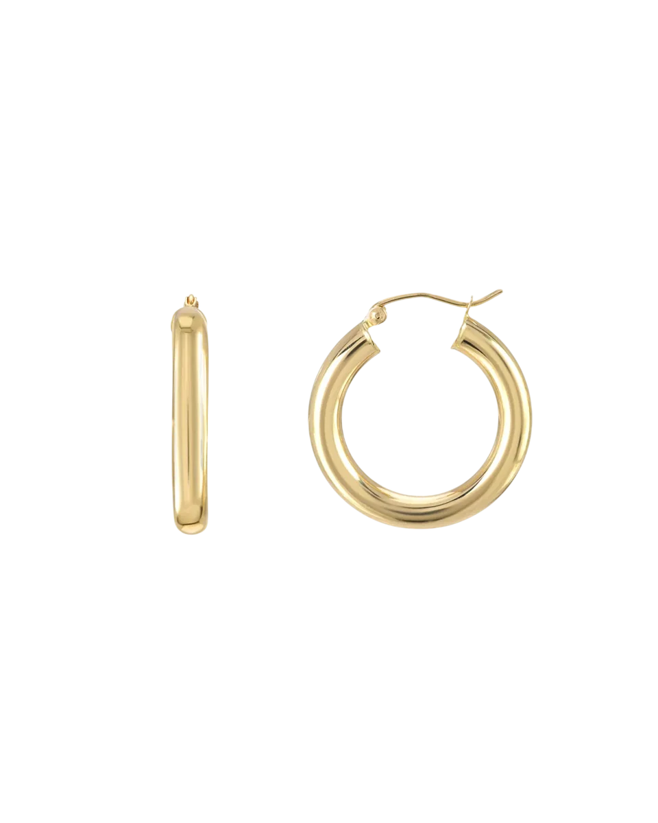 14k Gold Small Thick Hoop Earrings