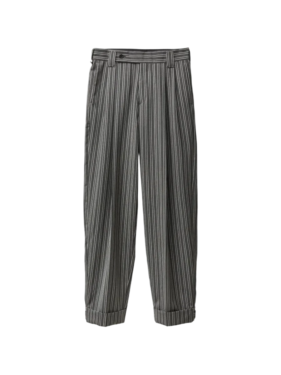 Pinstripe Wool Oversized Trousers