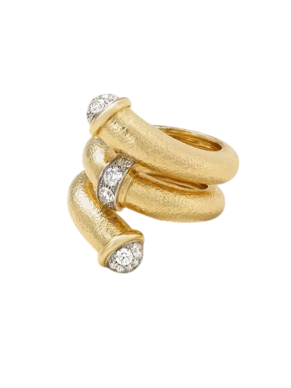 Pipe 18-Karat Platinum And Diamond Ring