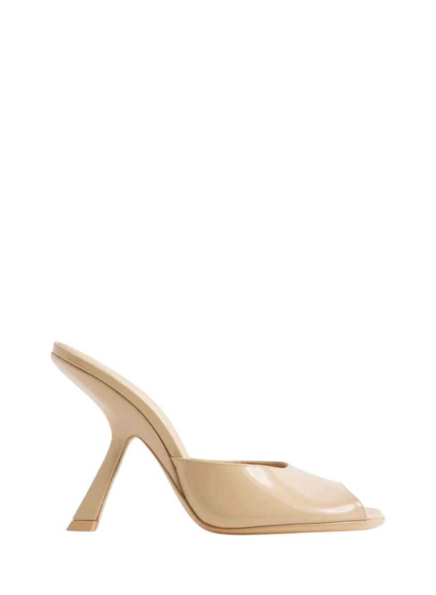 Tan Peep-Toe Mules 105