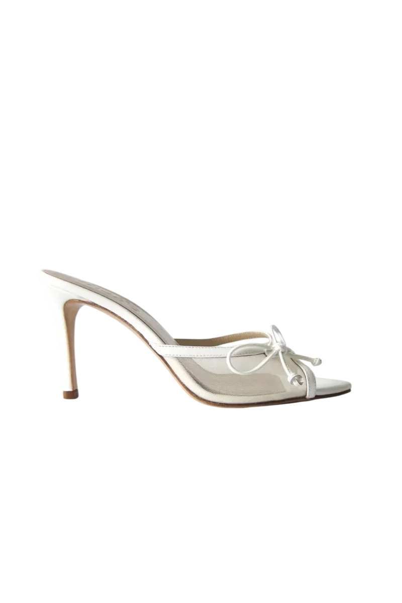 Pony White Heeled Bow Sandal