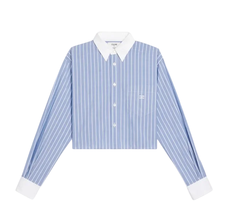 Celine Cropped Shirt In Striped Cotton
