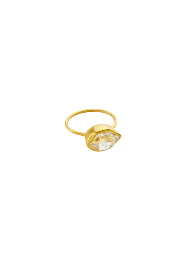 18kt Gold Herkimer Metamorphic Cup Ring
