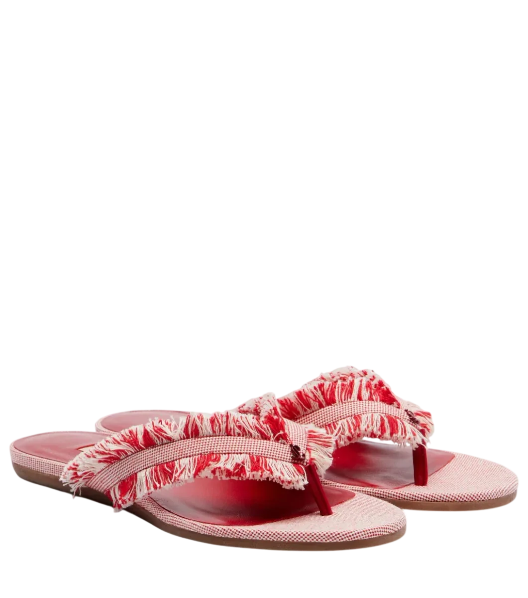 Bay Fringed Canvas Thong Sandals