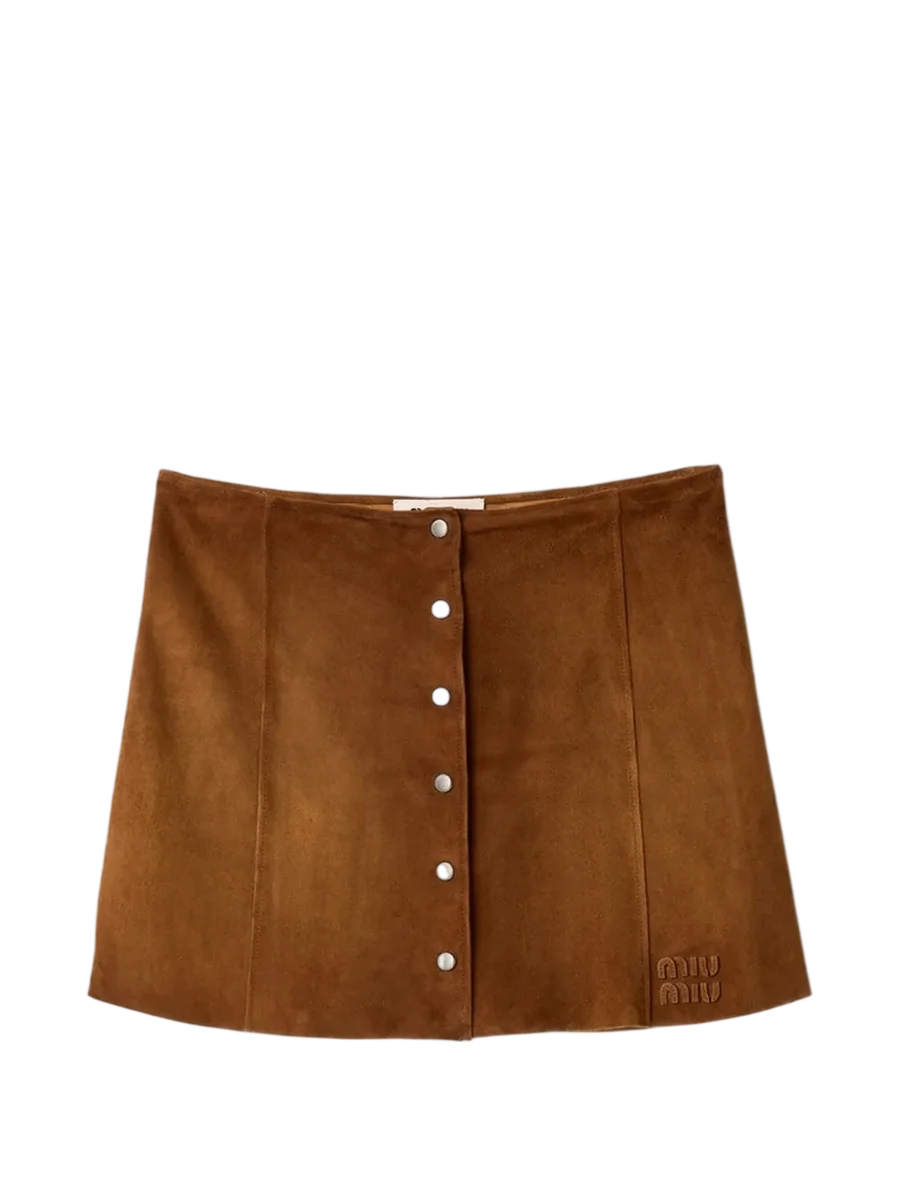 Waxed Suede Miniskirt