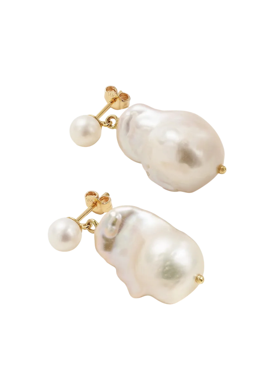 Duality 14-Karat Gold Pearl Earrings